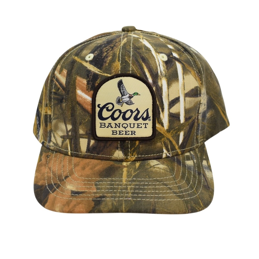 Coors Banquet Beer Mallard Duck Patch Advantage Max-4 Camo Snapback Hat Cap NWT